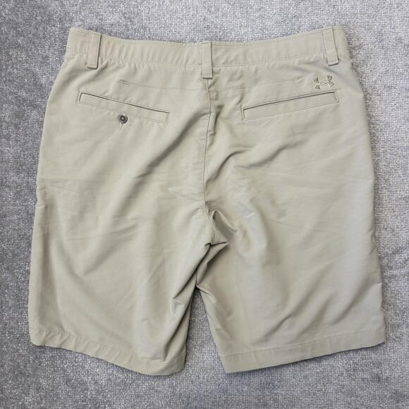 Under Armour Shorts Mens 38 Khaki Beige HeatGear Loose Fit Athletic Golf Nylon - Picture 7 of 8